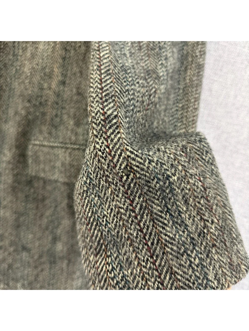 Vintage New England Collection Wool Tweed Herringbone Blazer USA 44R Sport Coat